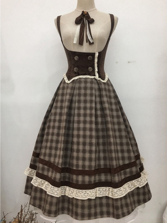 Plaid Empire Bust Wool JSK Autumn Winter Lolita Dress BY1094