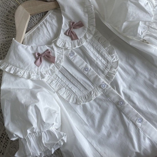 Lolita Peter Pan Collar Puff Sleeve Blouse by0997