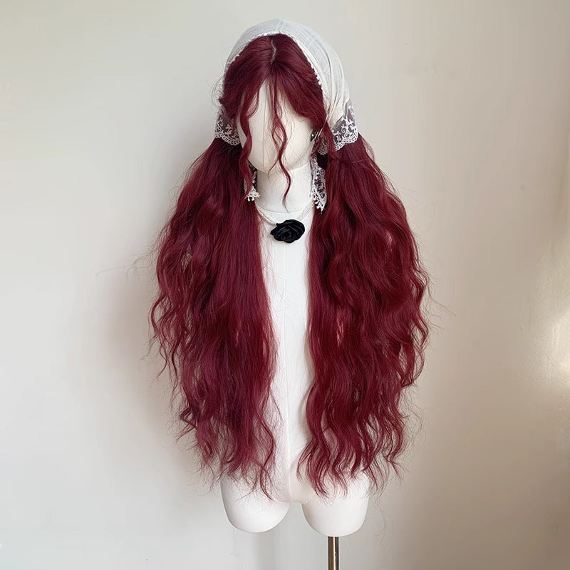 Chestnut Red Elf Style Super Long Vintage Wool Curly Wig BY0914