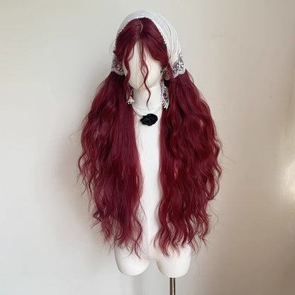 Chestnut Red Elf Style Super Long Vintage Wool Curly Wig BY0914