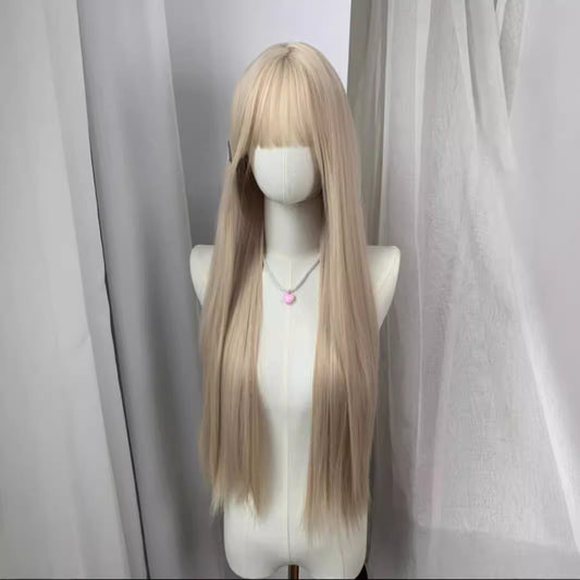 Light Golden 85cm Long Straight Synthetic Wig by0992