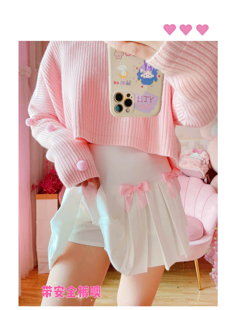 2023 New Autumn Korean version bow pleated skirt (safety pants) BY9151