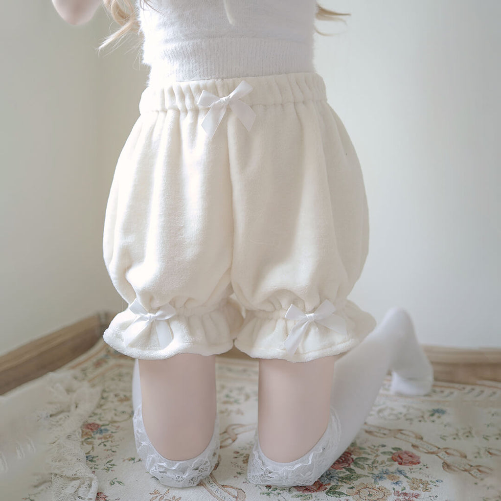 Lolita Rabbit Tail Plush Pumpkin Pants JK Bow Warm Pants BY1091