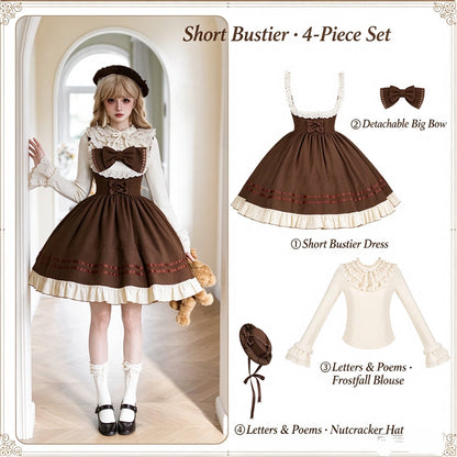 Embroidered Long JSK Twin Ruffled Bustier Lolita Dress BY1262