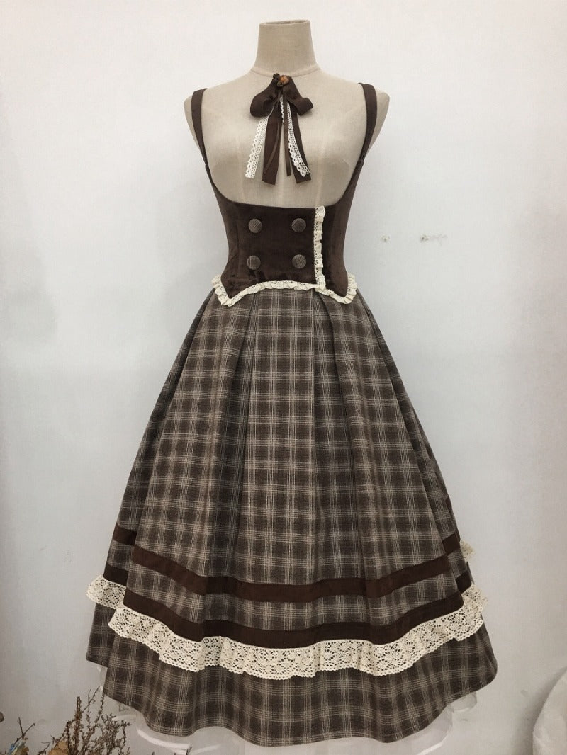 Plaid Empire Bust Wool JSK Autumn Winter Lolita Dress BY1094