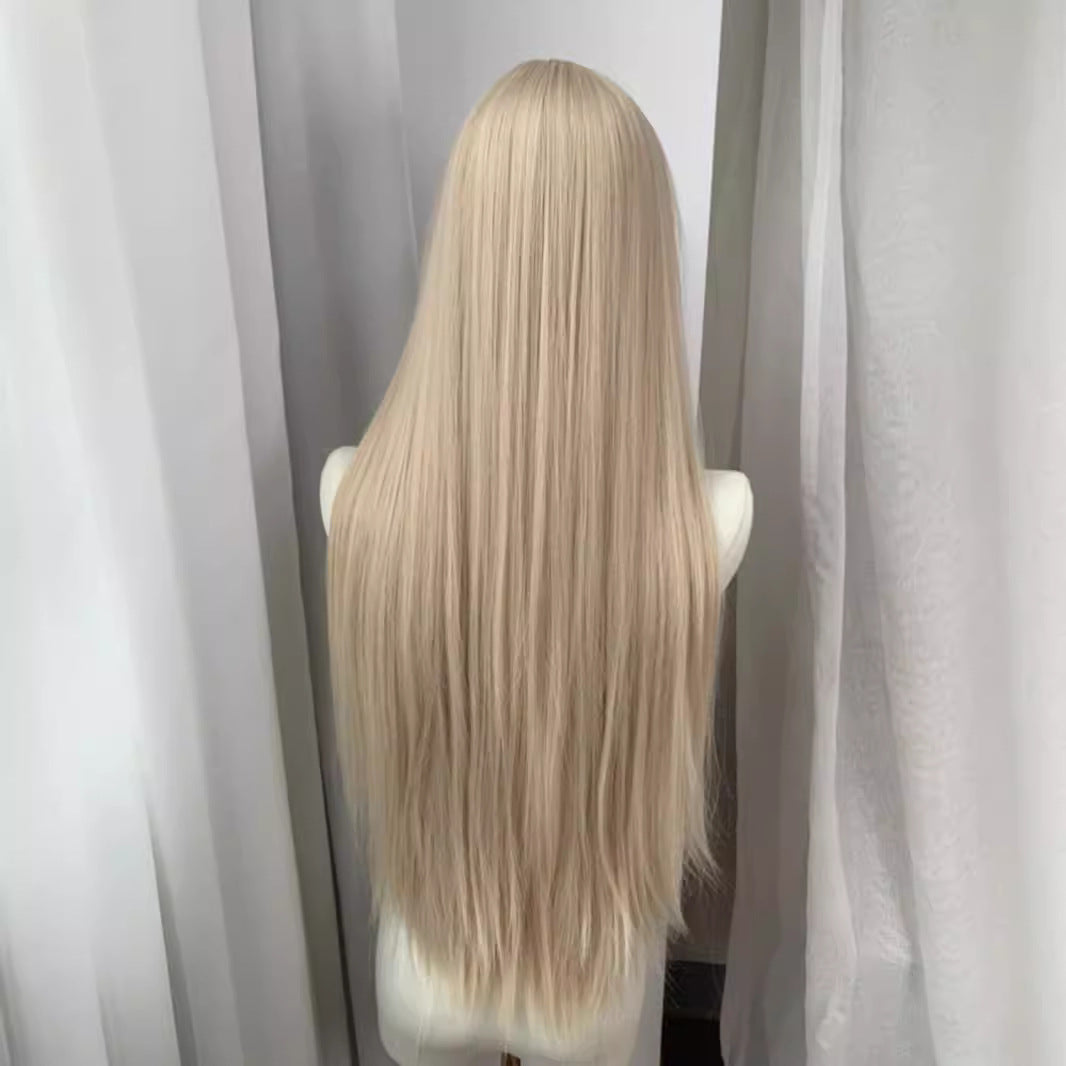 Light Golden 85cm Long Straight Synthetic Wig by0992