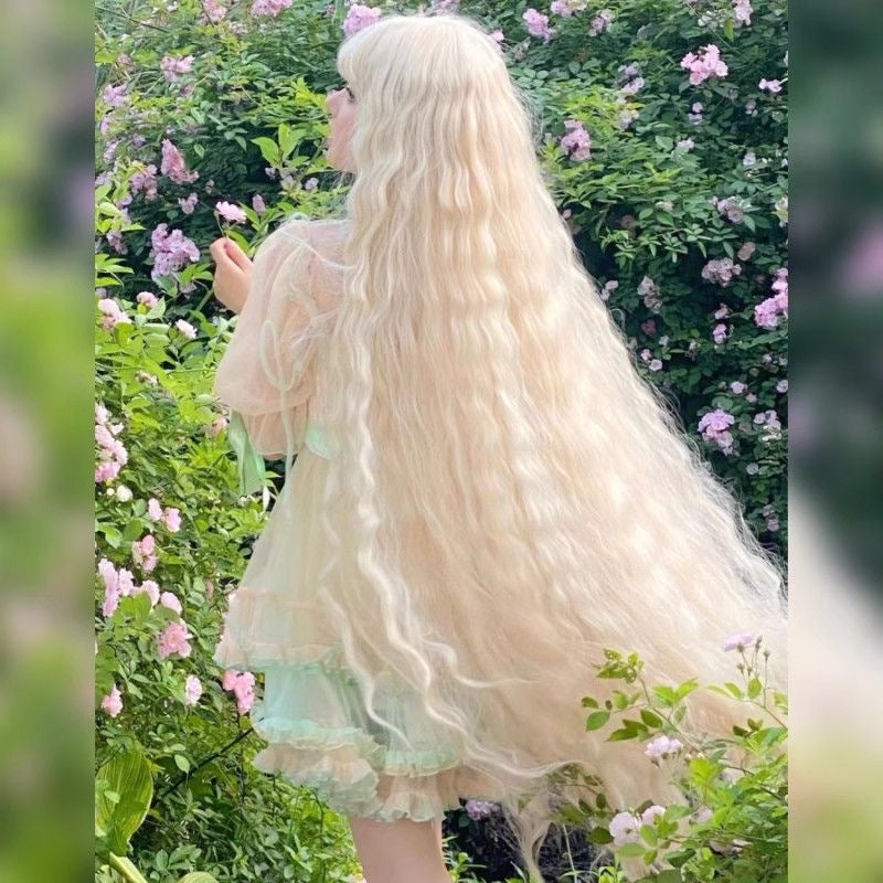 Extra Long 100cm Light Gold Corn Wool Curl Lolita Wig by0995