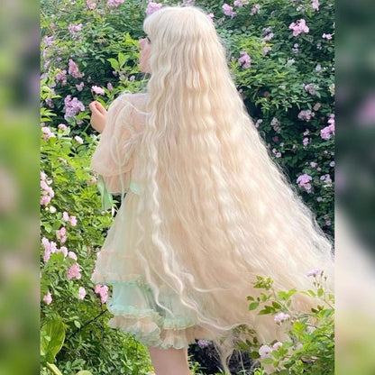 Extra Long 100cm Light Gold Corn Wool Curl Lolita Wig by0995