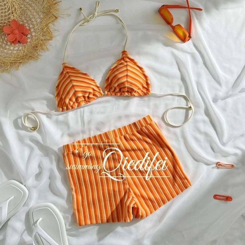 Orange Soda Beach Resort Bikini 3-Piece Set