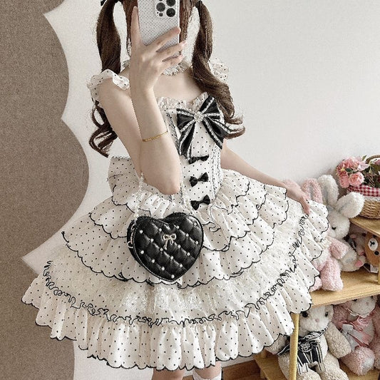Vintage Polka Dot Short Lolita Princess Dress|In Stock BY0033