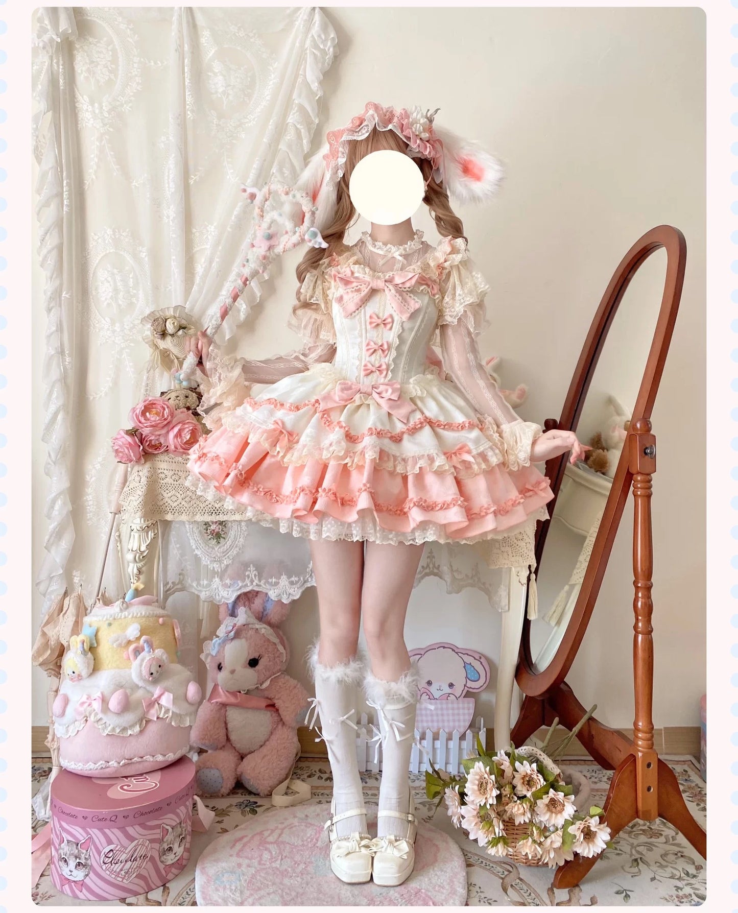 Pink & Blue Pastel Princess Lolita Dress｜In Stock BY0100