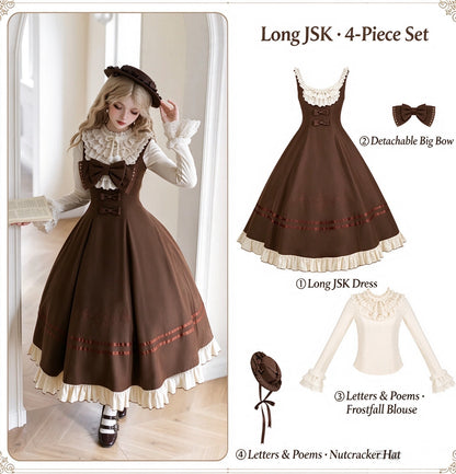 Embroidered Long JSK Twin Ruffled Bustier Lolita Dress BY1262