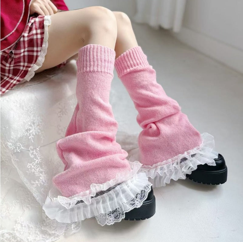 Autumn Winter Flared Lace Lolita Leg Warmers BY9222
