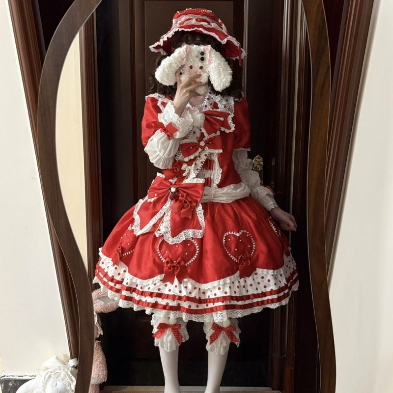 Christmas Red Low Waist Dress Set BY1091