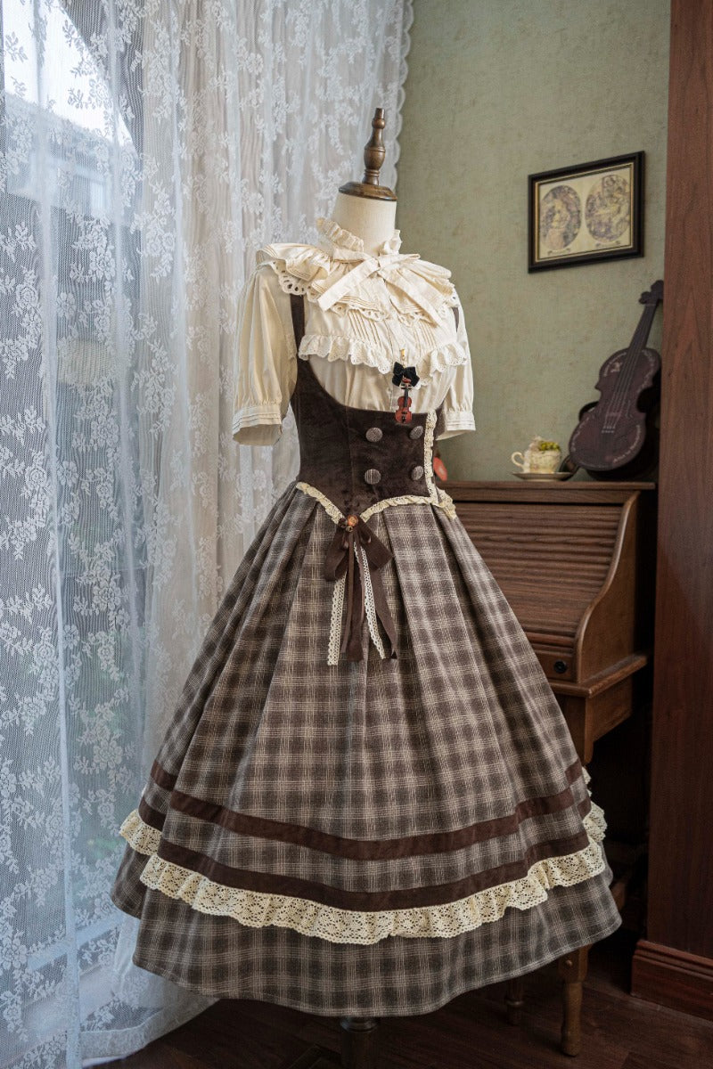 Plaid Empire Bust Wool JSK Autumn Winter Lolita Dress BY1094