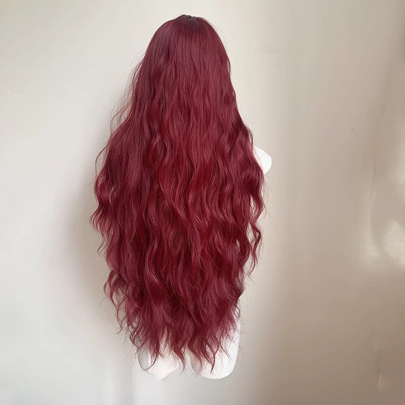 Chestnut Red Elf Style Super Long Vintage Wool Curly Wig BY0914