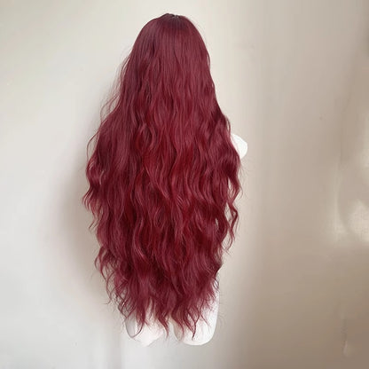 Chestnut Red Elf Style Super Long Vintage Wool Curly Wig BY0914