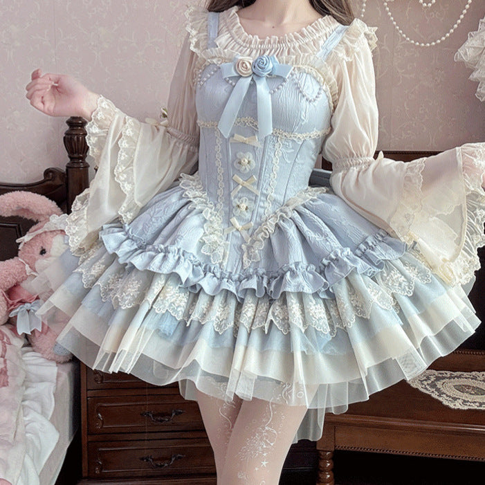 Chiffon Hime Sleeve Lolita Blouse Versatile Undershirt by0909