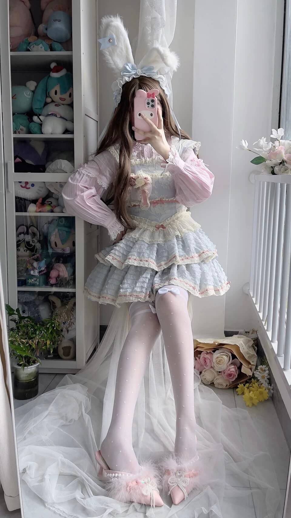 4 Colors Cute Peter Pan Collar Cotton Long Sleeved Blouse BY9267