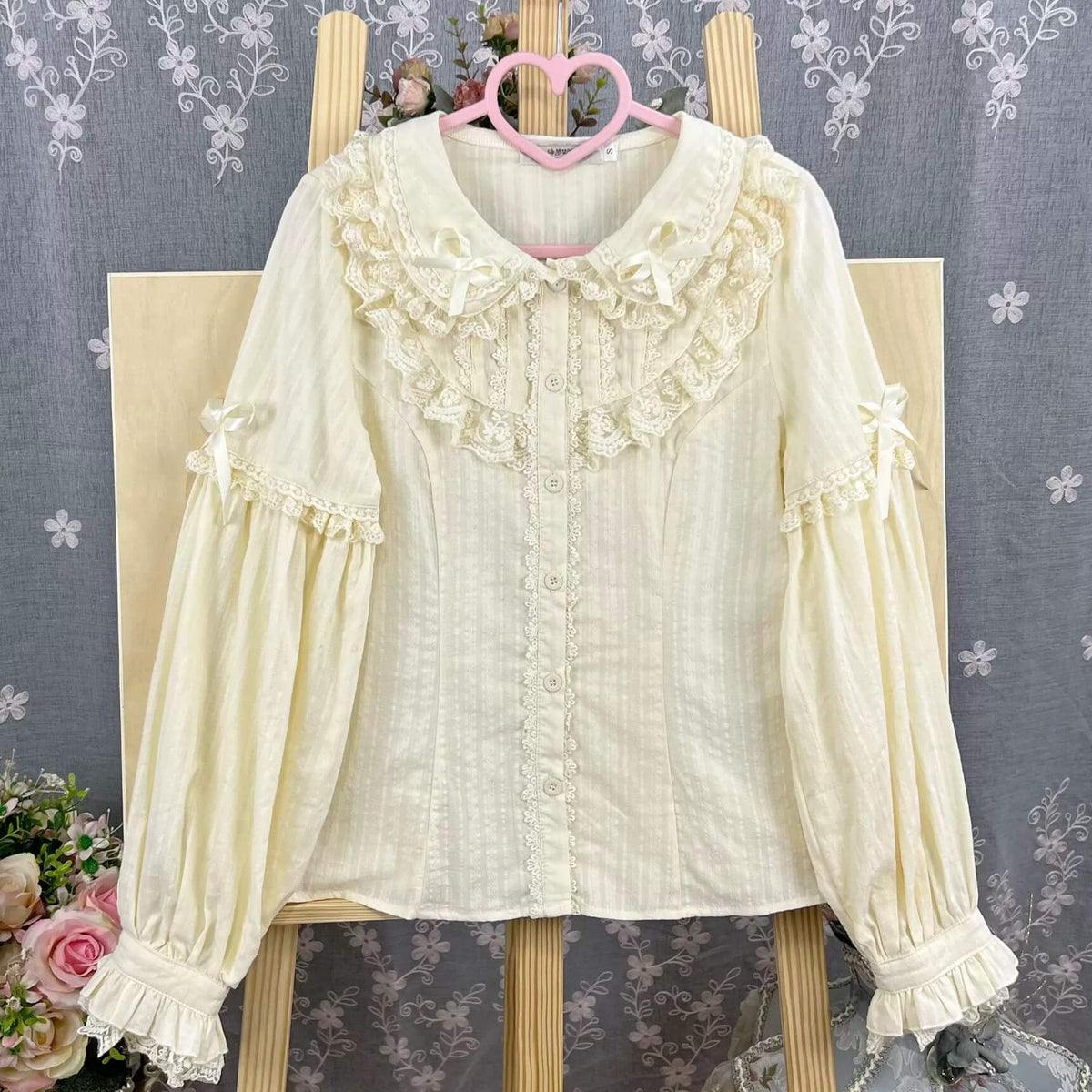 4 Colors Cute Peter Pan Collar Cotton Long Sleeved Blouse BY9267