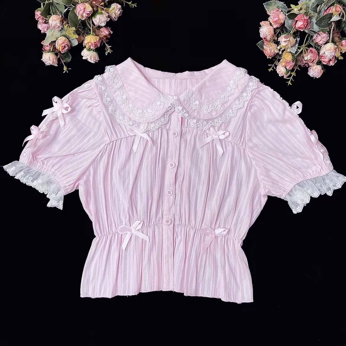 4 Colors Sweet Lolita Cropped Cotton Blouse BY9222