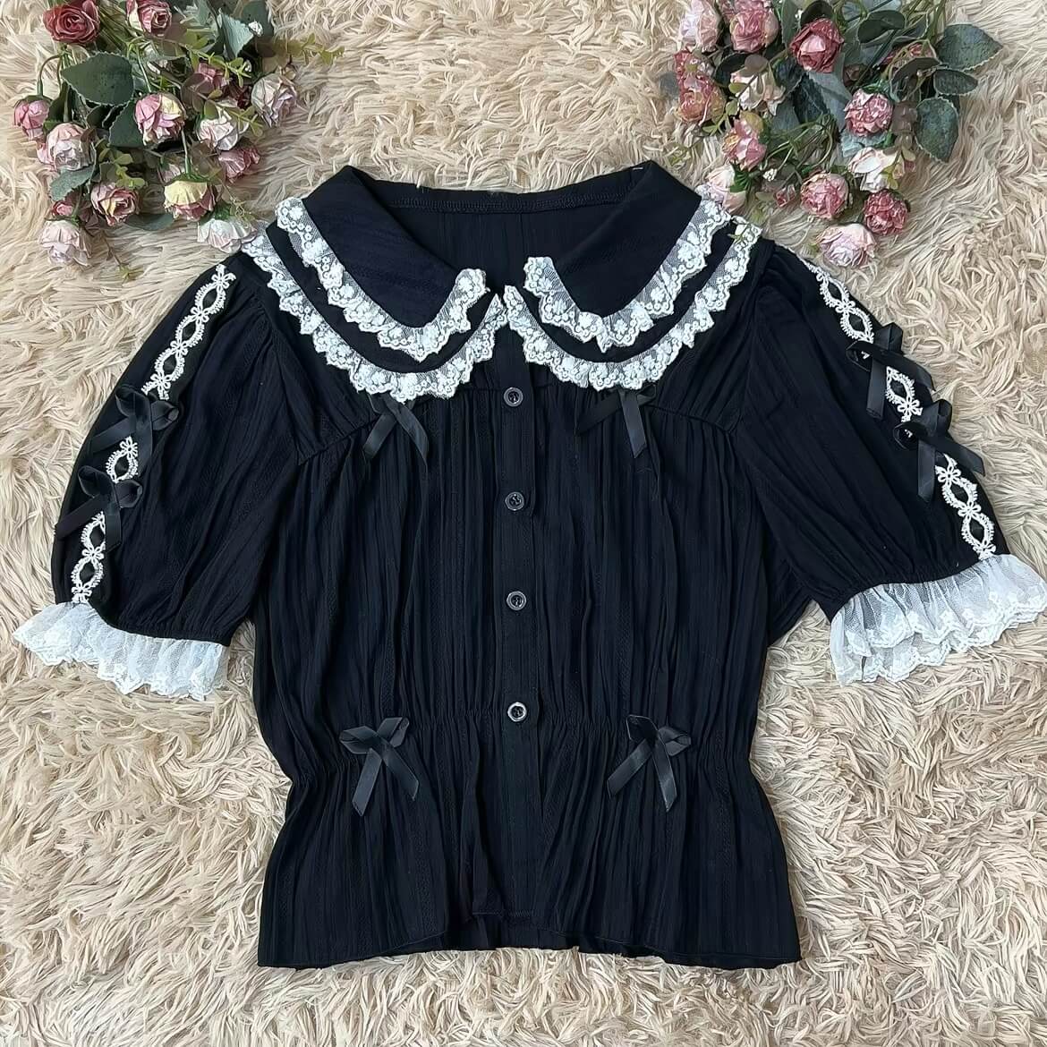 4 Colors Sweet Lolita Cropped Cotton Blouse BY9222