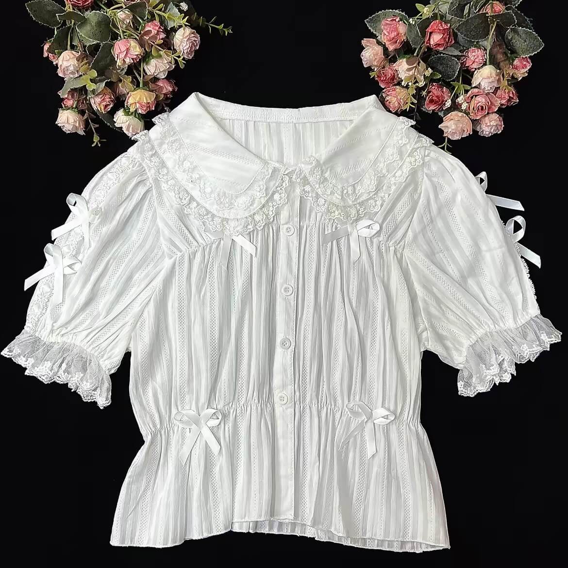 4 Colors Sweet Lolita Cropped Cotton Blouse BY9222