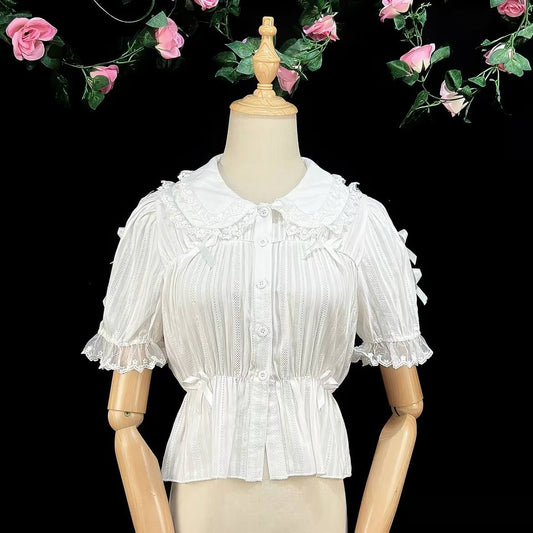 4 Colors Sweet Lolita Cropped Cotton Blouse BY9222