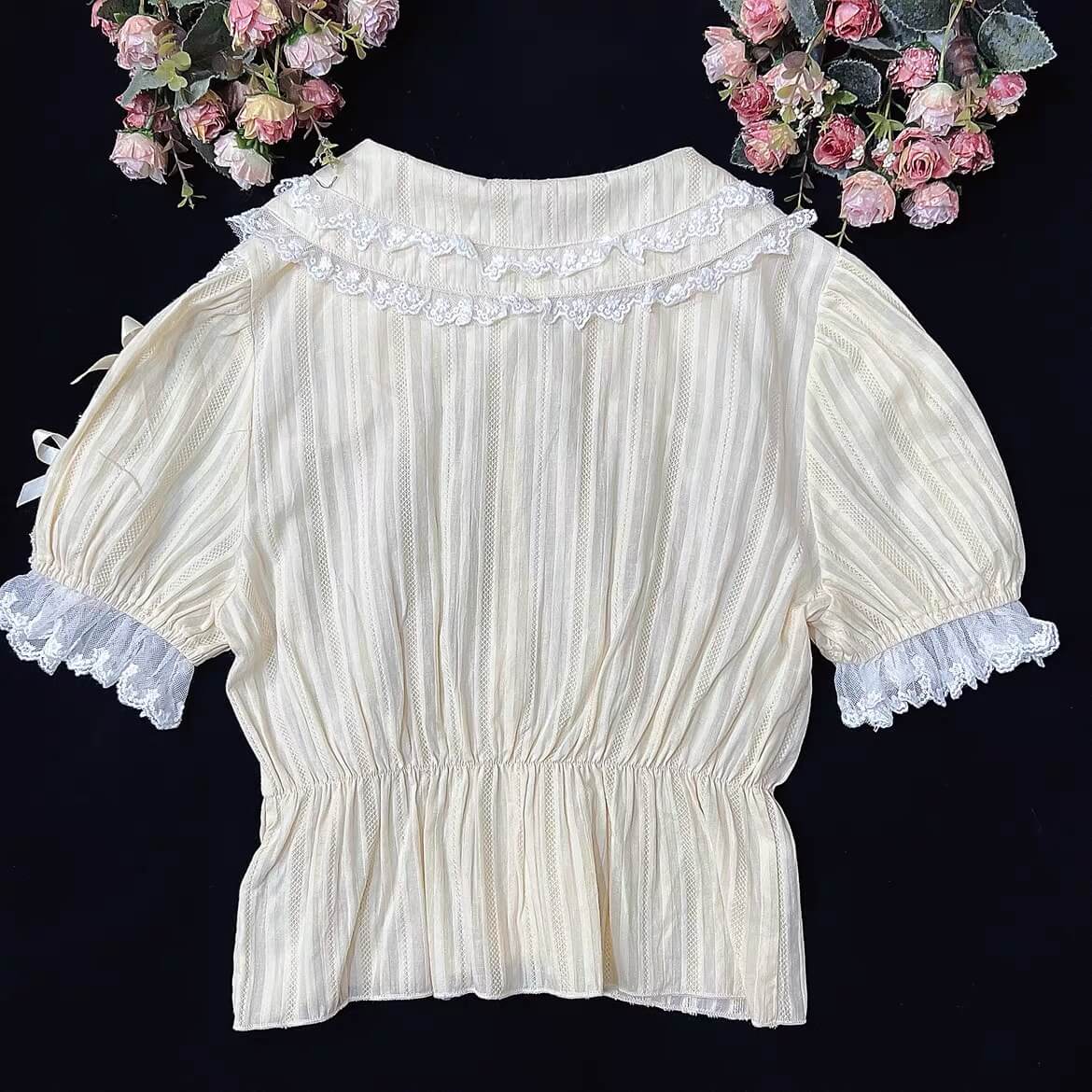 4 Colors Sweet Lolita Cropped Cotton Blouse BY9222