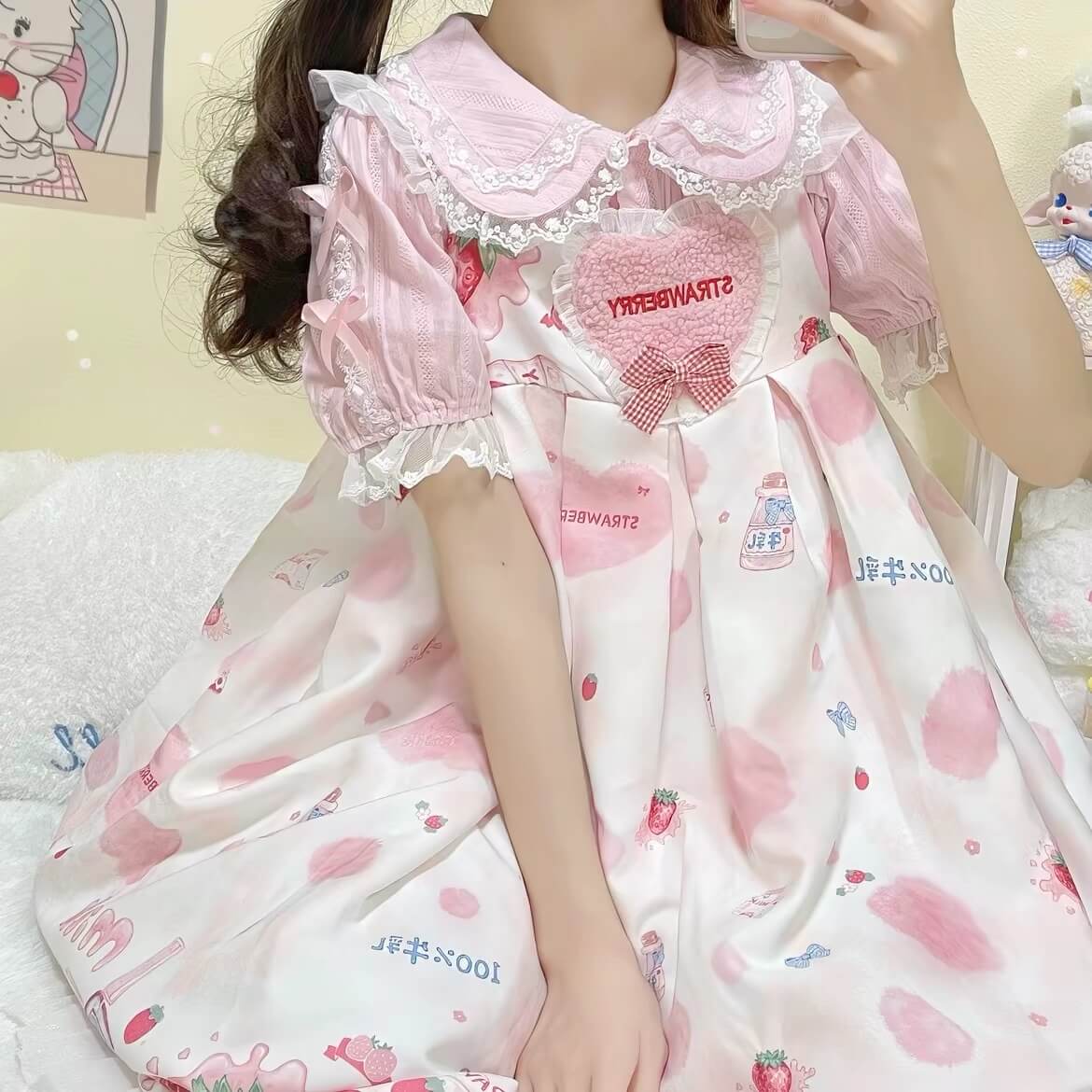 4 Colors Sweet Lolita Cropped Cotton Blouse BY9222