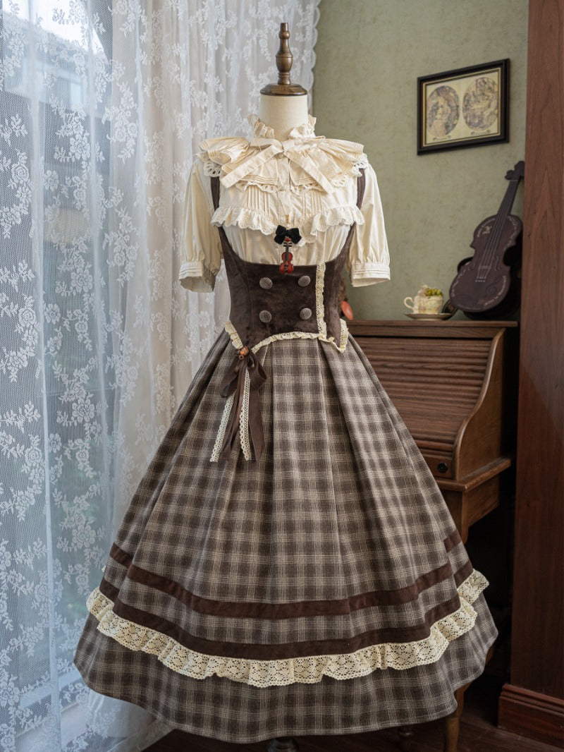 Plaid Empire Bust Wool JSK Autumn Winter Lolita Dress BY1094