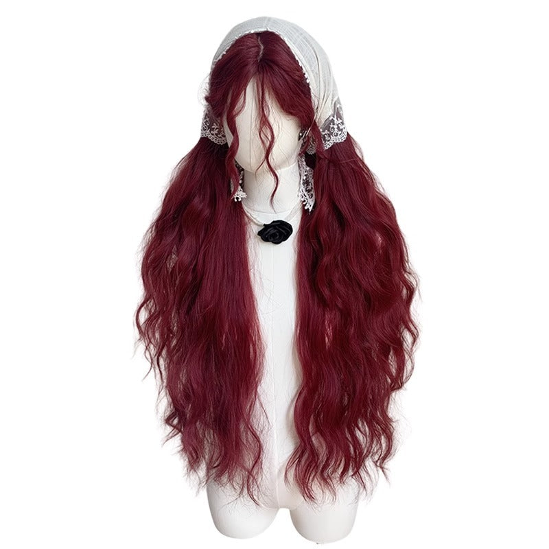 Chestnut Red Elf Style Super Long Vintage Wool Curly Wig BY0914