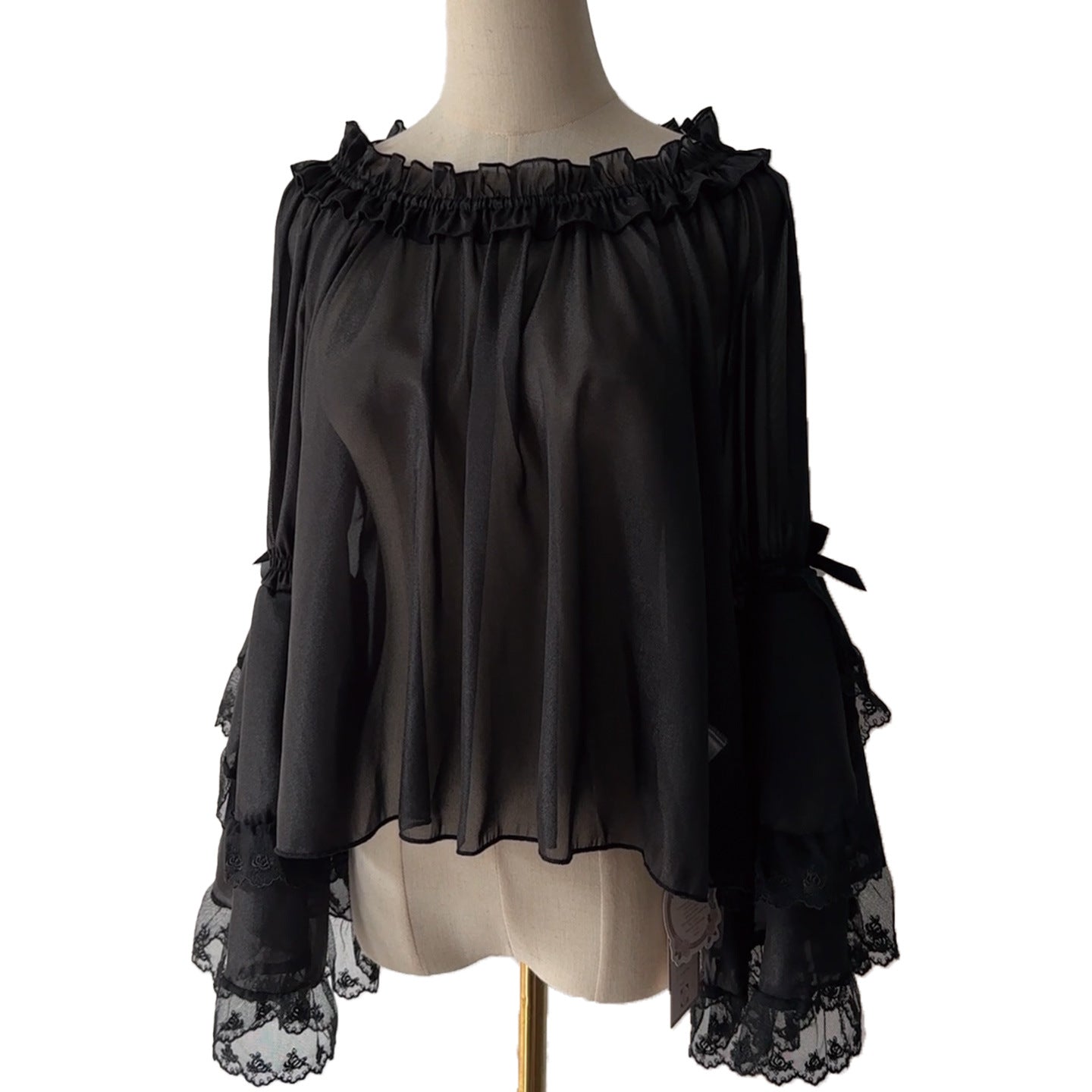 Chiffon Hime Sleeve Lolita Blouse Versatile Undershirt by0909