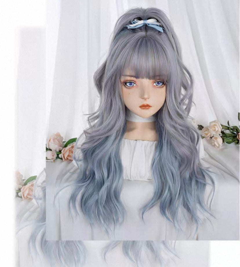 Lolita Ash Purple Ombre Natural Long Curly Wig BY2551