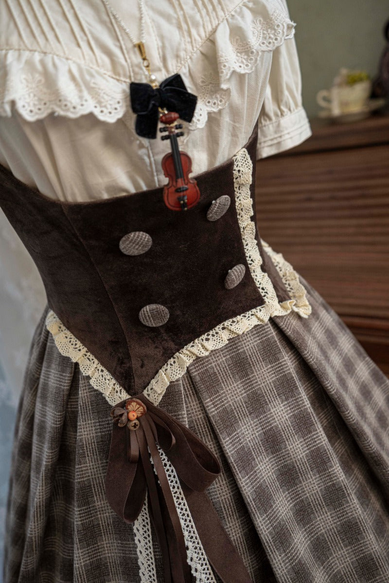 Plaid Empire Bust Wool JSK Autumn Winter Lolita Dress BY1094