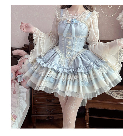 Chiffon Hime Sleeve Lolita Blouse Versatile Undershirt by0909