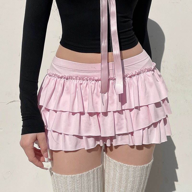 Baby Pink bow high waist cake skirt BY11000