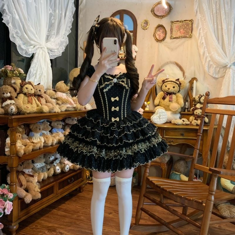 Vintage Polka Dot Short Lolita Princess Dress|In Stock BY0033