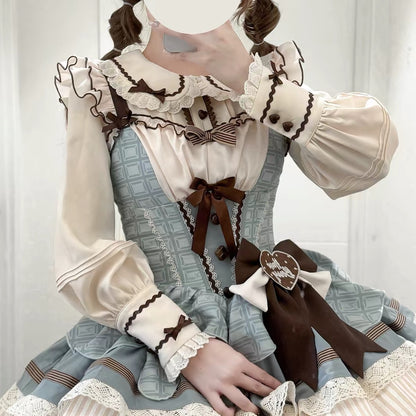 Sweet Cream Cocoa Thickened Doll Collar Lolita Long Sleeve Blouse BY1150