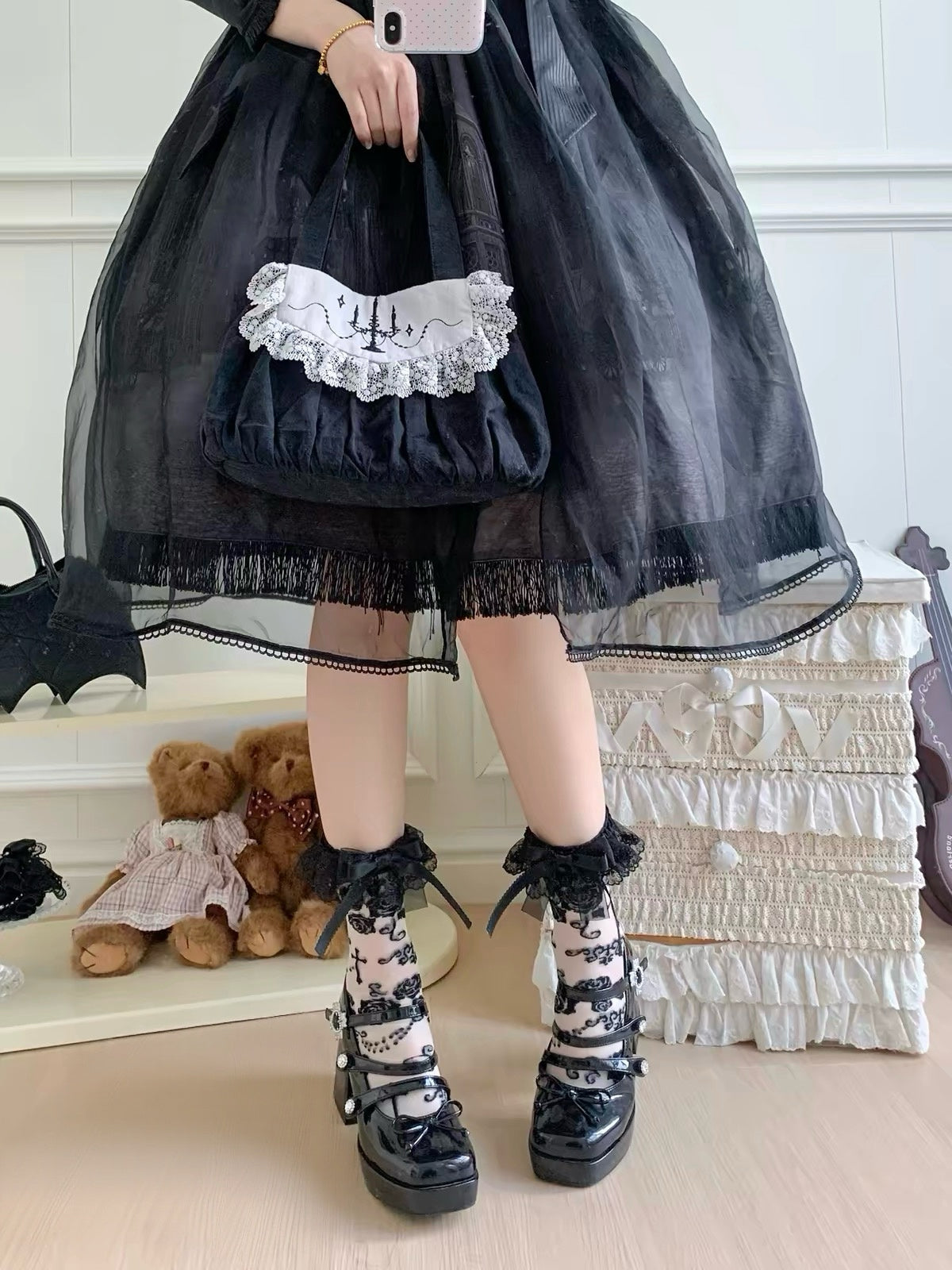 Twisted Rose Lolita Mid-Calf Kawaii Lolita Socks BY1122