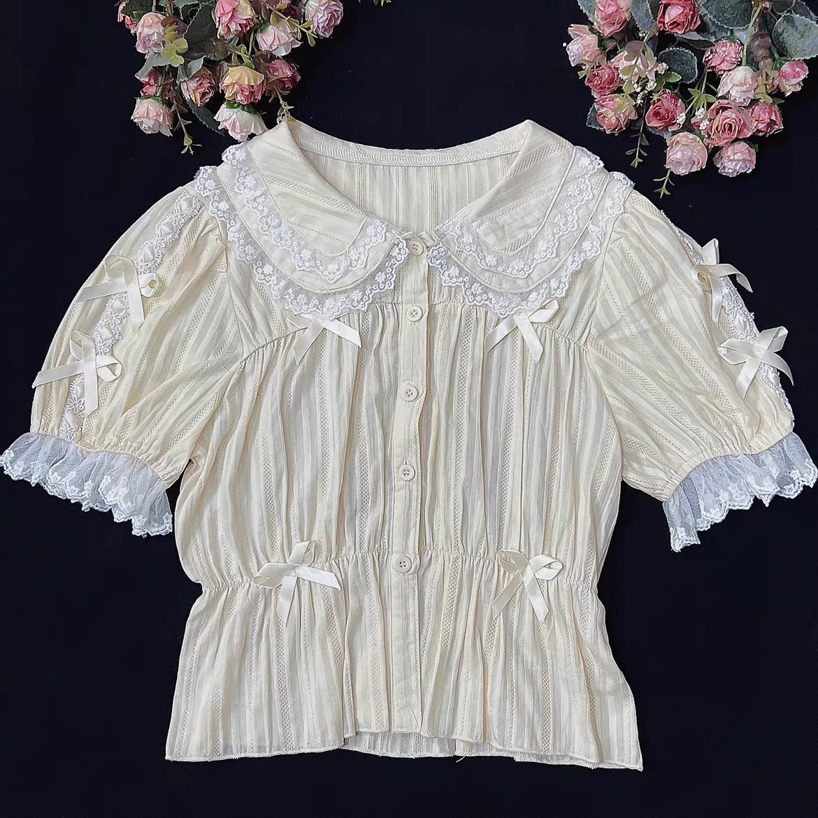 4 Colors Sweet Lolita Cropped Cotton Blouse BY9222