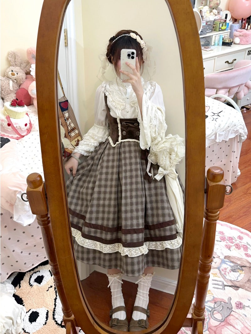 Plaid Empire Bust Wool JSK Autumn Winter Lolita Dress BY1094
