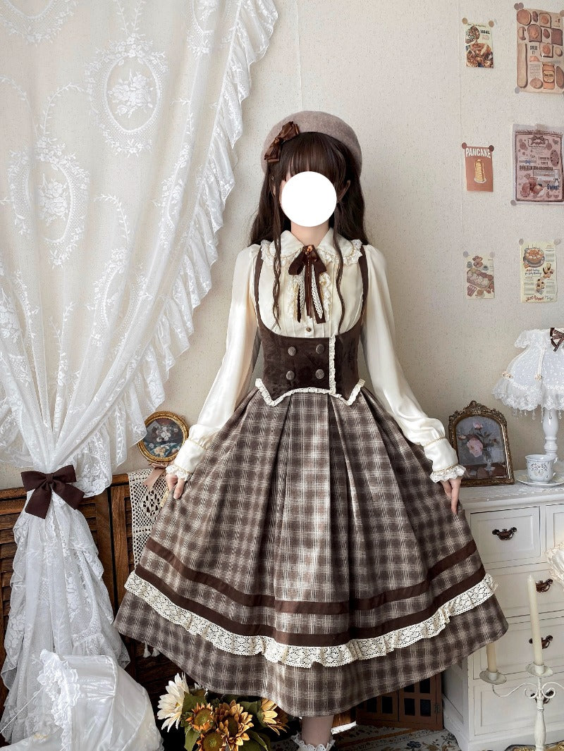 Plaid Empire Bust Wool JSK Autumn Winter Lolita Dress BY1094