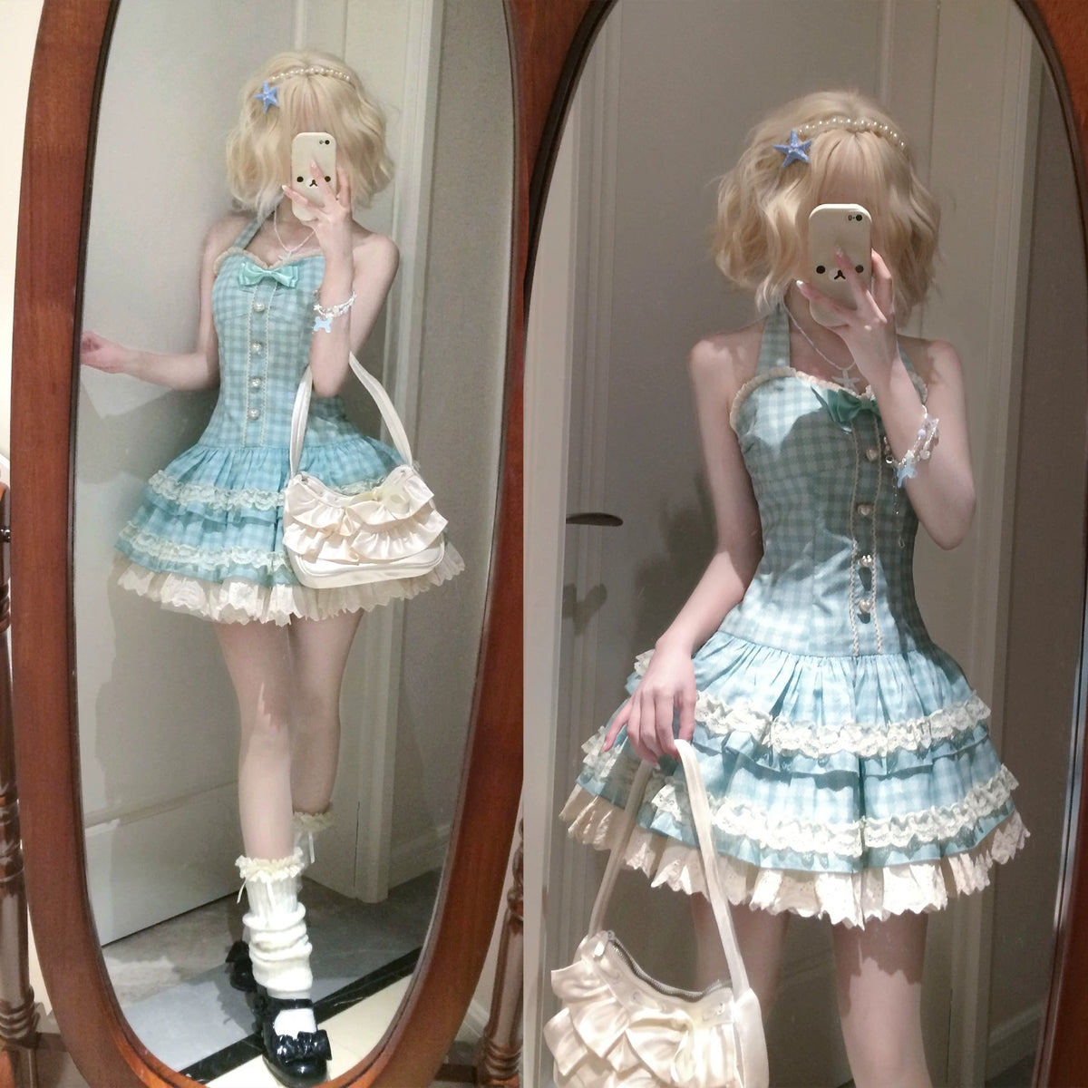 New Sweet Summer Mint Nana Dress Puffy Skirt BY0022