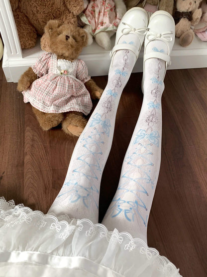 80D Heart Lock Velvet Lolita Printed Tights BY2266