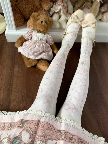 80D Heart Lock Velvet Lolita Printed Tights BY2266