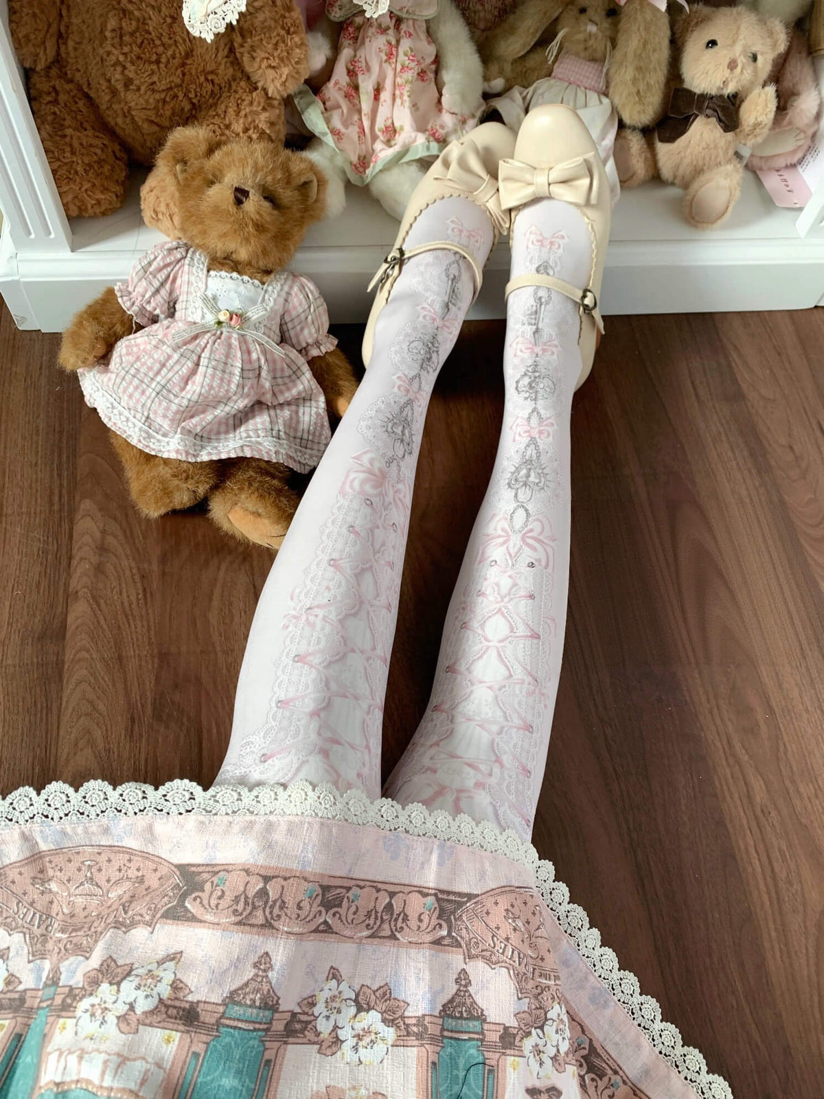 80D Heart Lock Velvet Lolita Printed Tights BY2266
