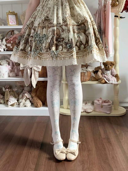 80D Heart Lock Velvet Lolita Printed Tights BY2266