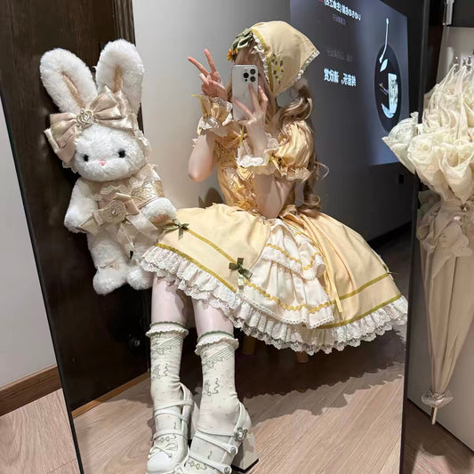 Lemon Mille Crepe Side Slit OP Daily Lolita Dress BY0055 | In Stock