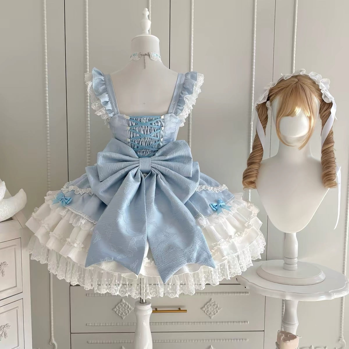 Pink & Blue Pastel Princess Lolita Dress｜In Stock BY0100
